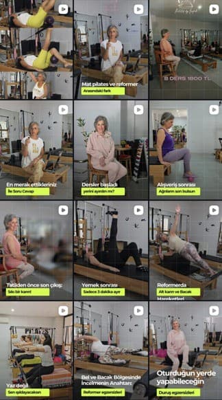 Pilates Stüdyosu — Instagram grid