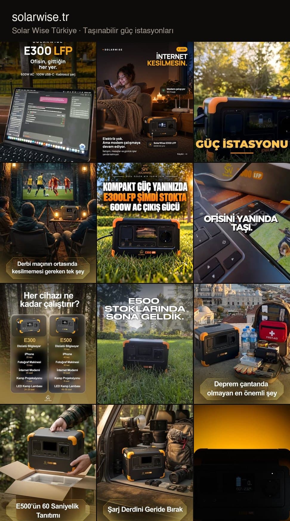 Solar Wise Türkiye — Instagram grid